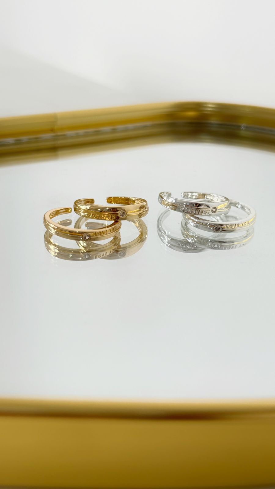 AN115 Anel Duplo LOVE YOU Folheado