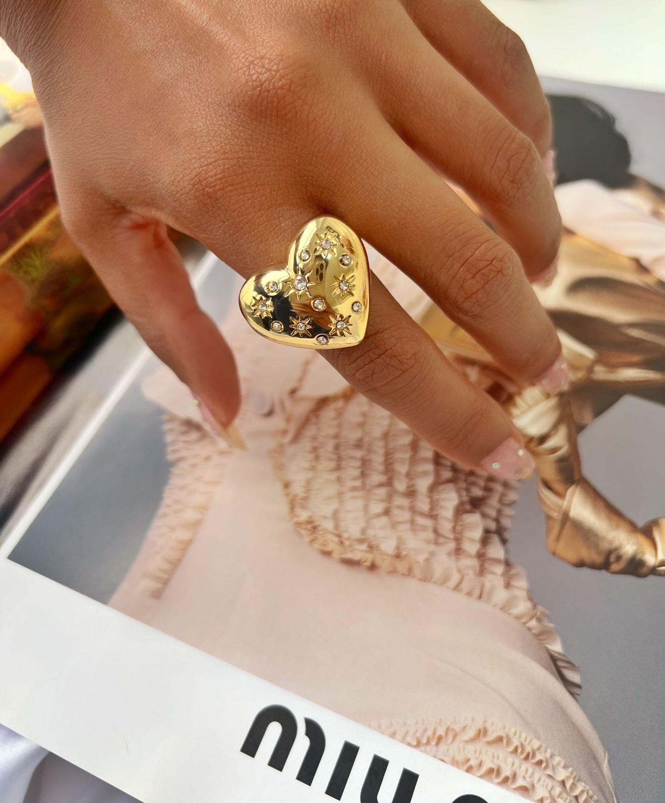 An29 Anel love big ponto de luz ajustável Semi Jóia