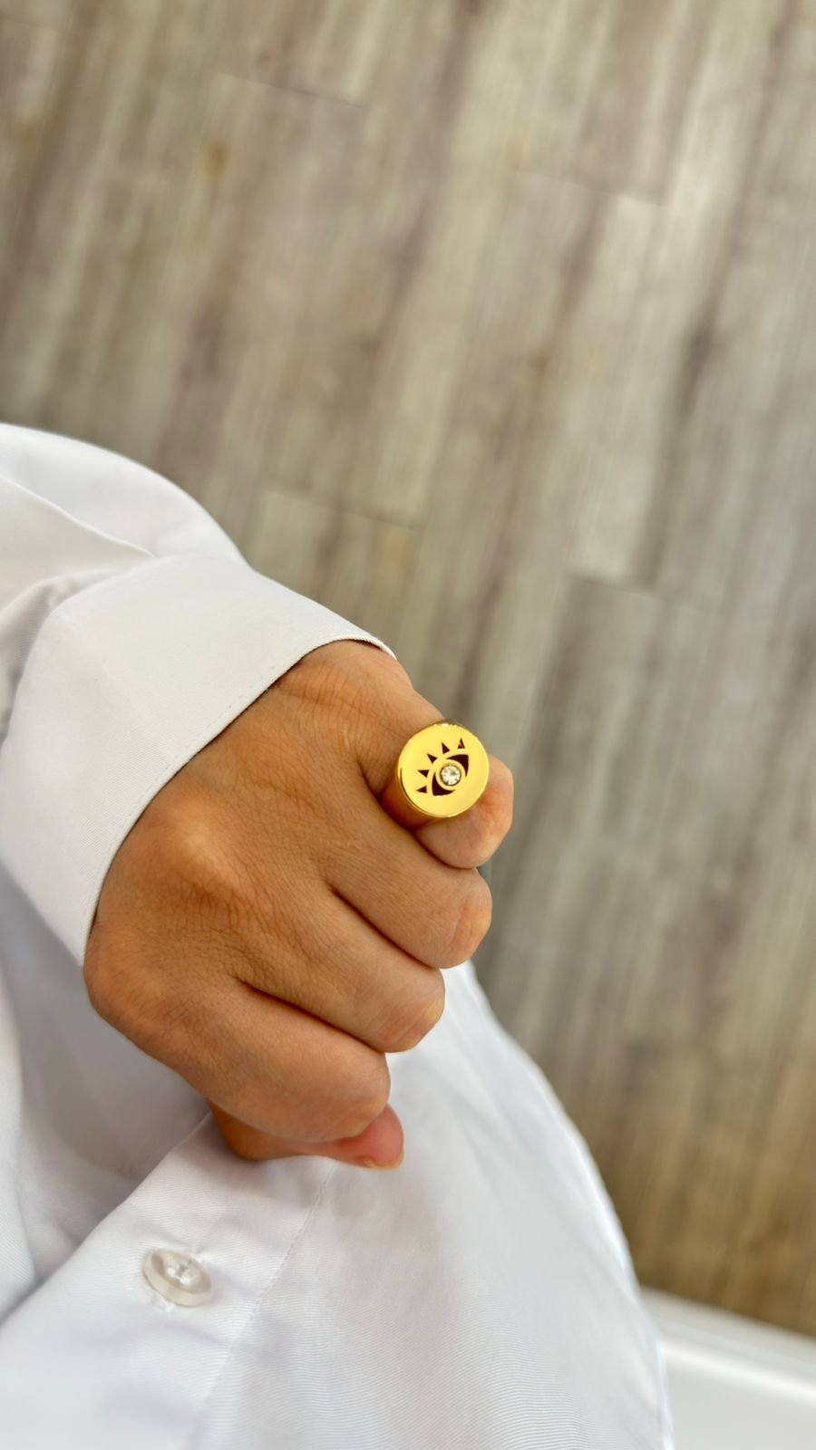 Anel Ajustável Olho com Zircônia Semi Joia