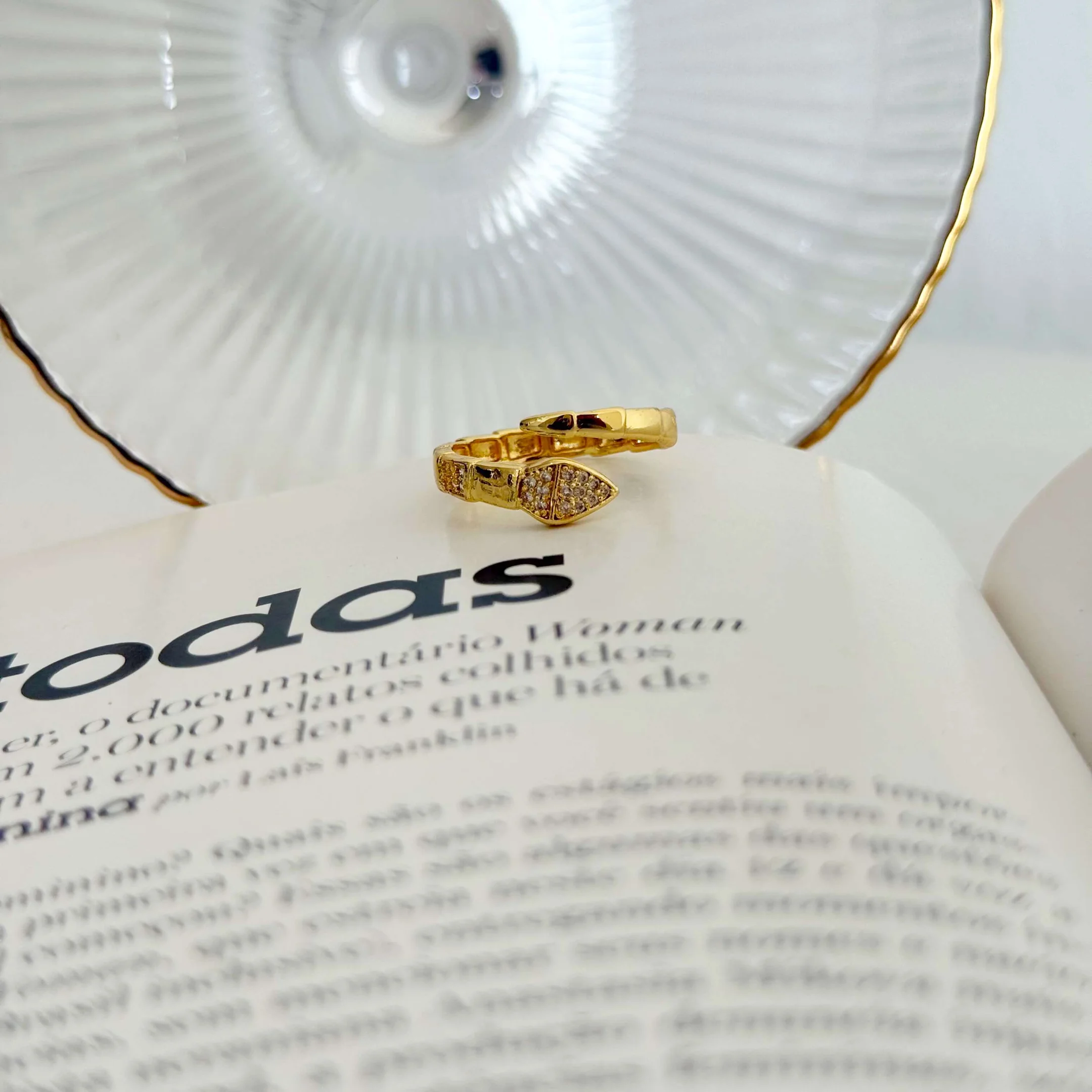 Anel Cobra Ajustável Folheado