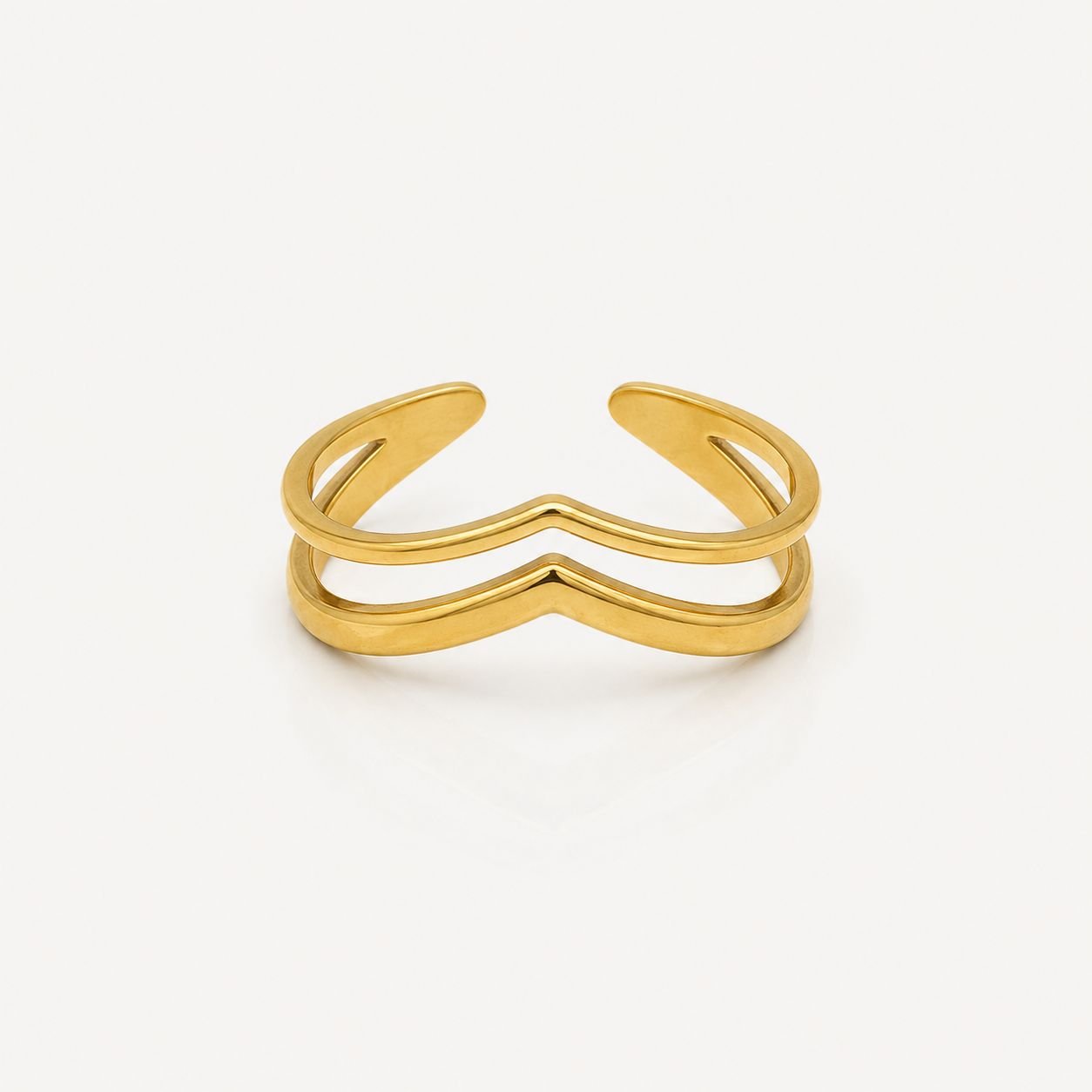 Anel Dois Fios Ajustável aço Dourado