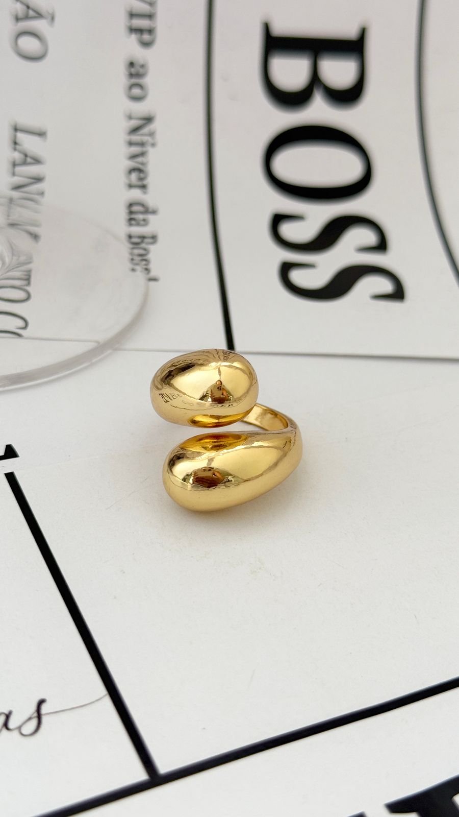 Anel Duas Gota Ajustável Folheado á OURO18K