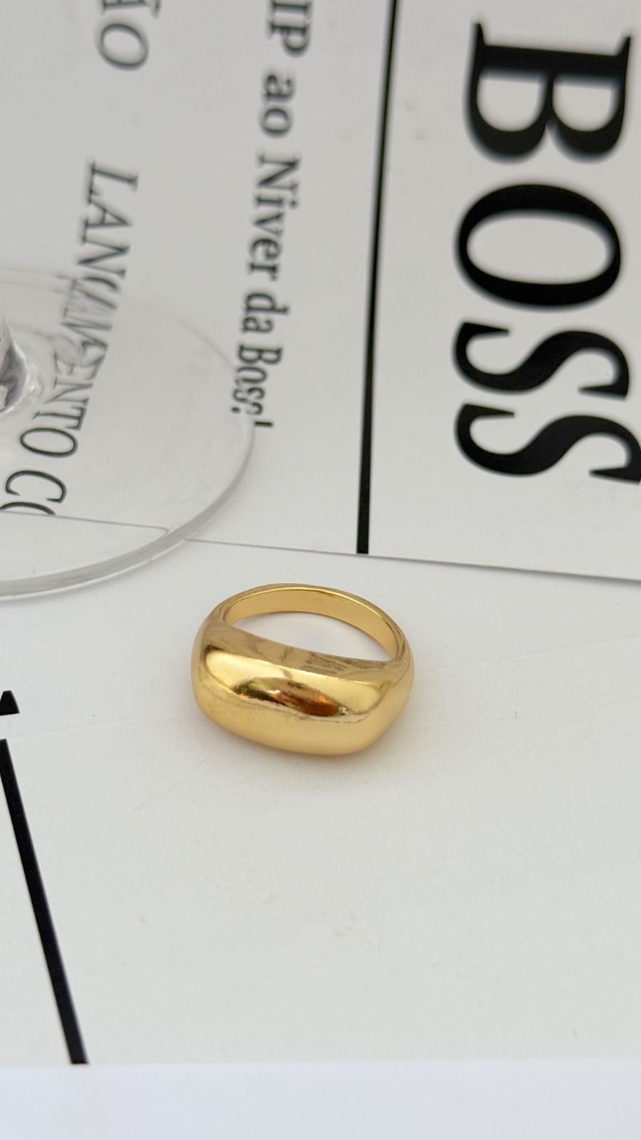 Anel Gold Quadrado Liso Folheado á OURO18k