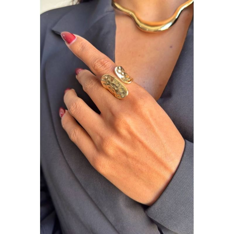 Anel Martelado Orgânico Folheado a Ouro 18K ou Prata