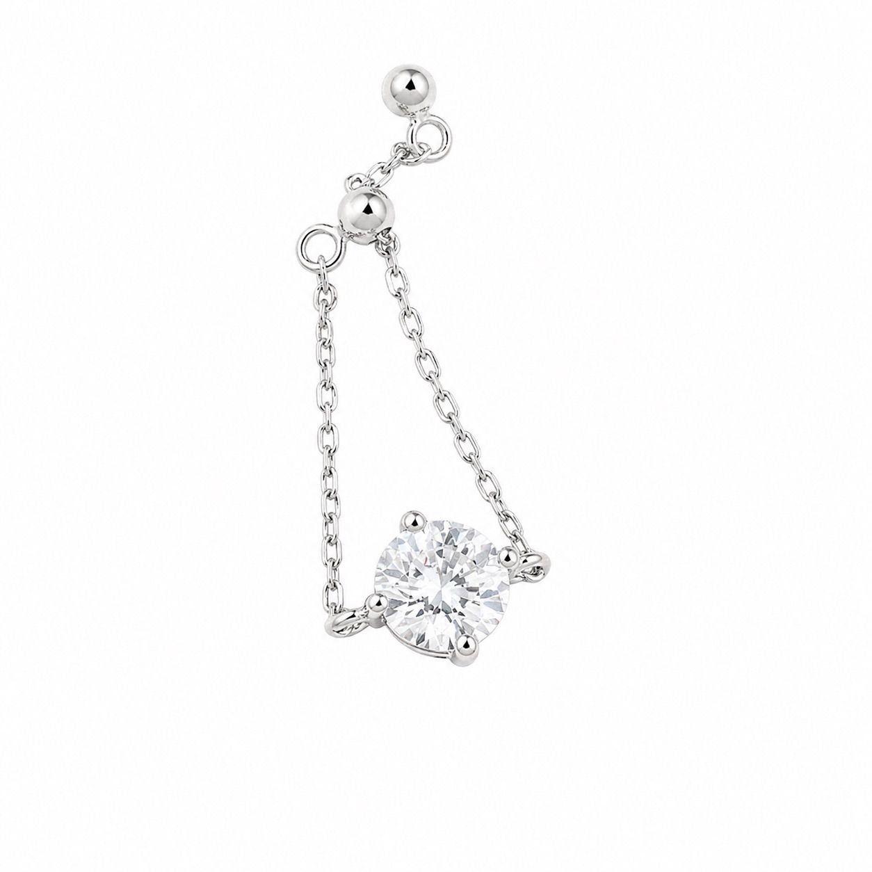Anel Moissanite Ajustável Prata 925