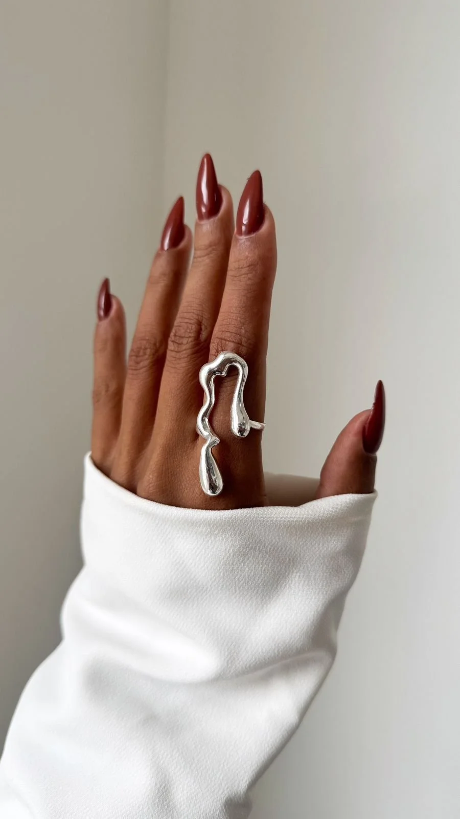 Anel Organico em Semi Joia Banhado á PRATA