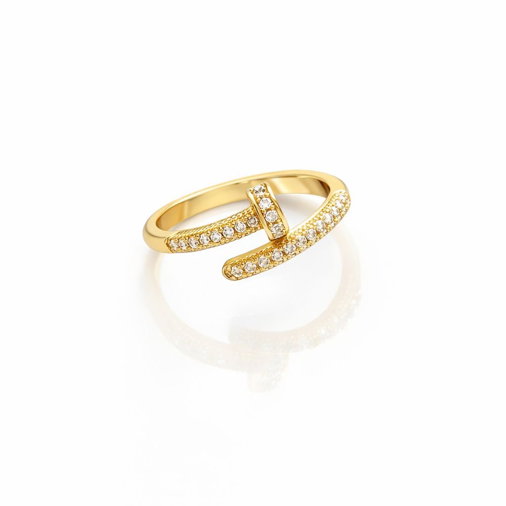 Anel Prego com Zircônias Cravejadas Folheado OURO