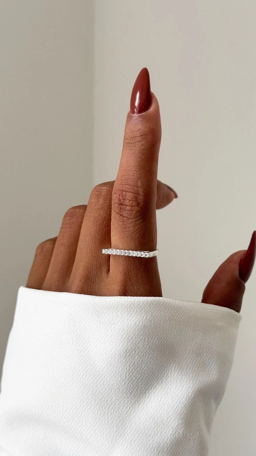 Anel Quadrado com Zirconia em Semi Joia Banhado á PRATA