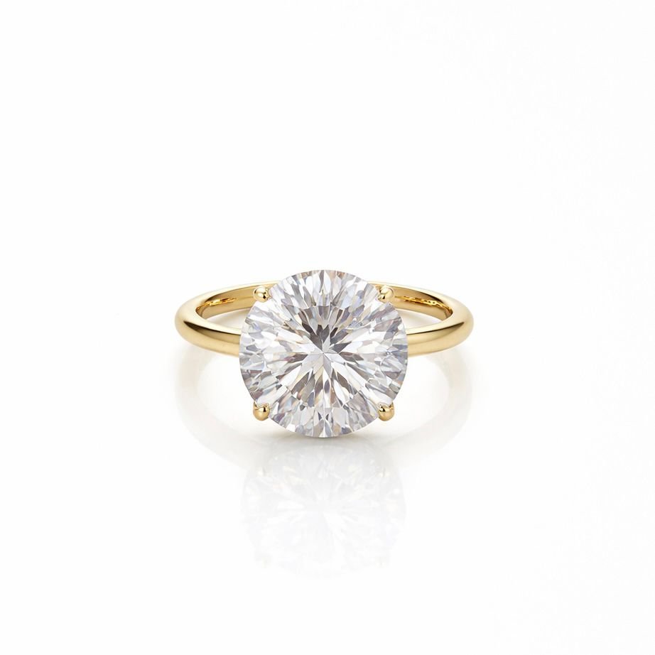 Anel Solitário 10mm Caixa Baixa Ajustável com Zircônia Folheado a Ouro 18K ou Prata – Alto Brilho