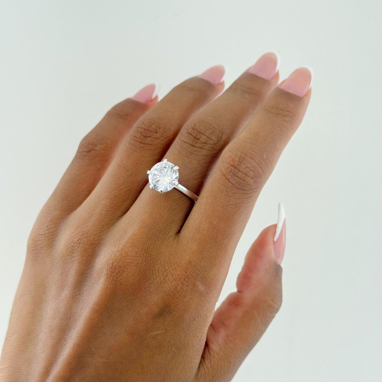 Anel Solitário Regulável com Zircônia 10mm Semi Joia Banhada a Ouro e Prata