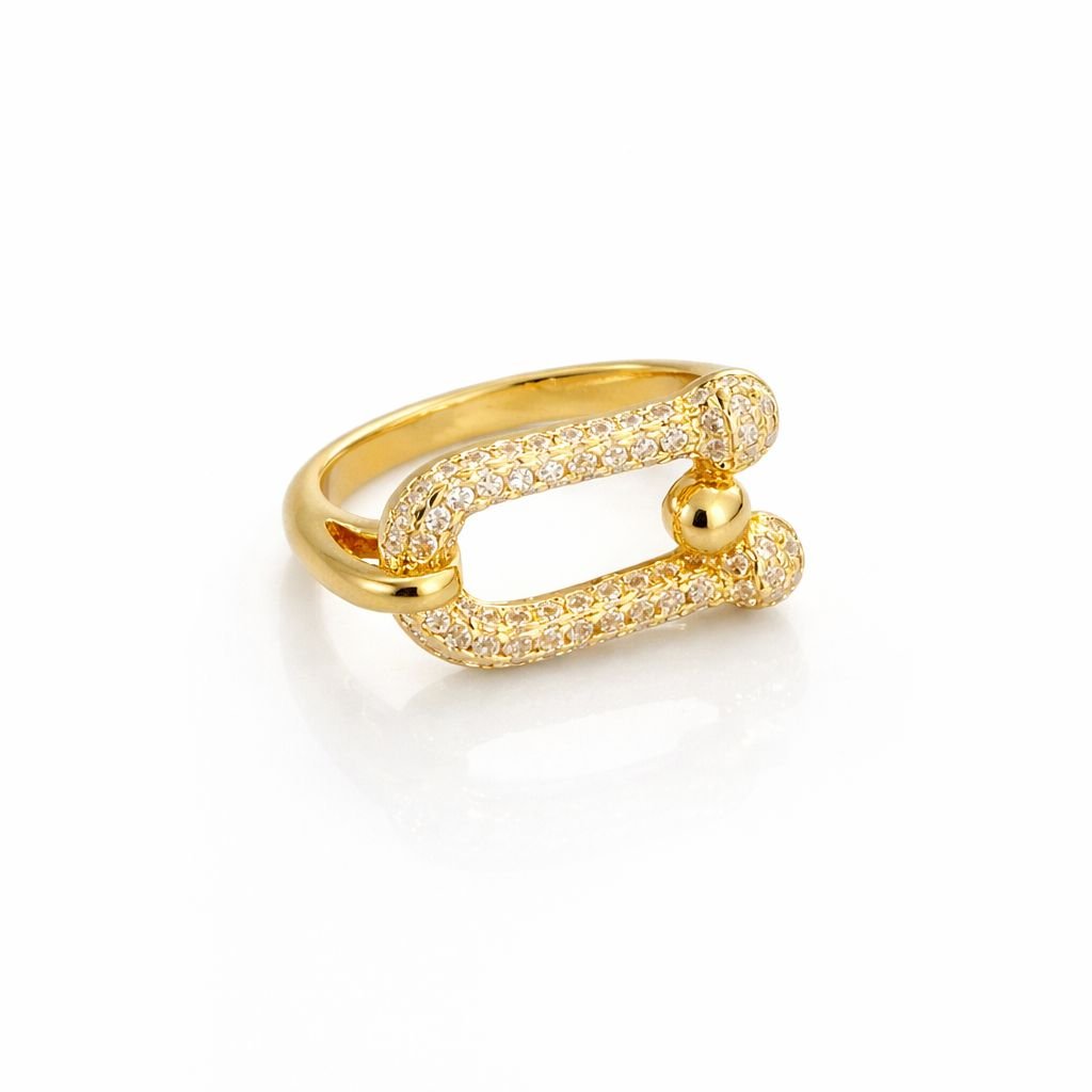 Anel Tiff com Zircônias Cravejadas Folheado OURO