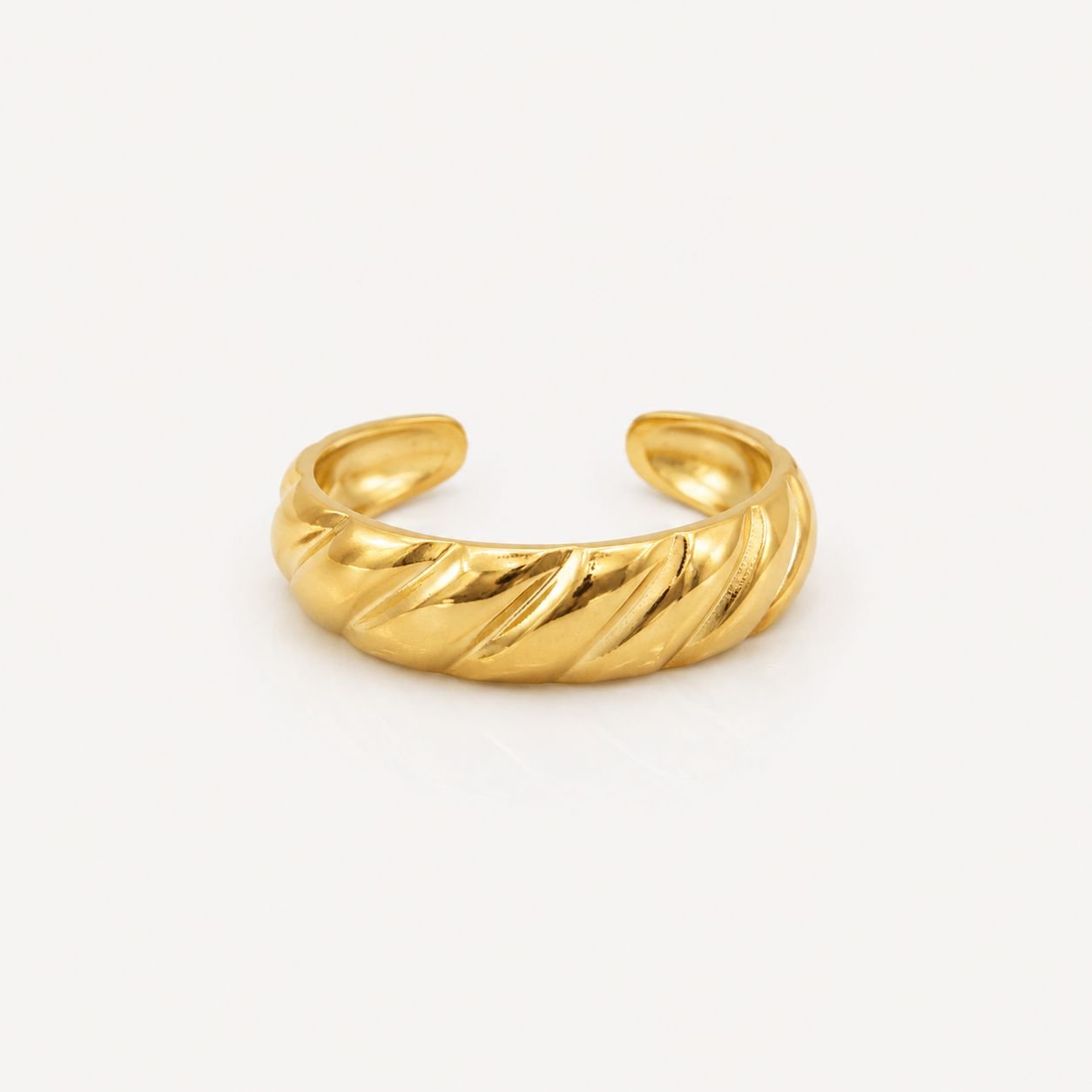 Anel Torcido Ajustável aço Dourado