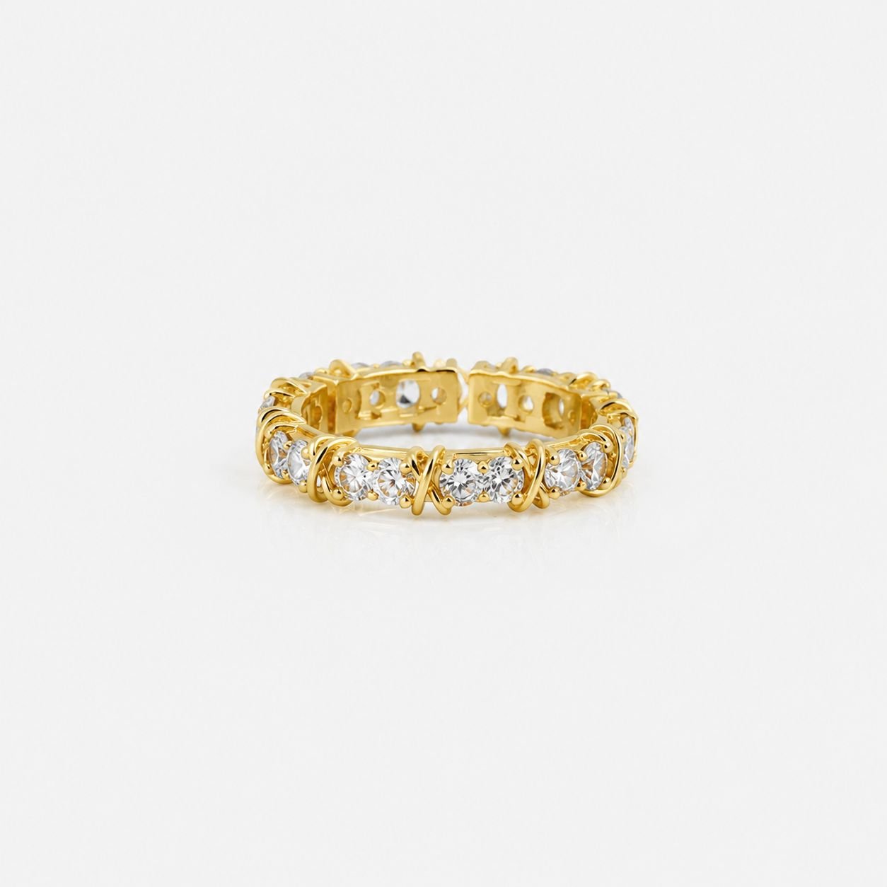 Anel X dourado com Prata Mix ajustável semi joia