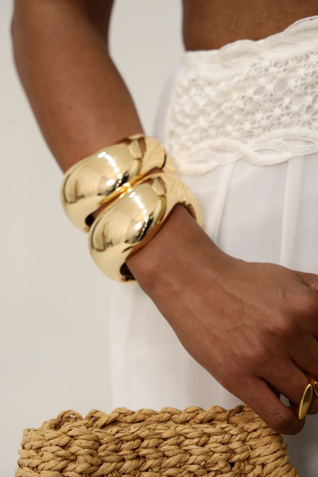 BRA148 Bracelete Onda Organic Folheado