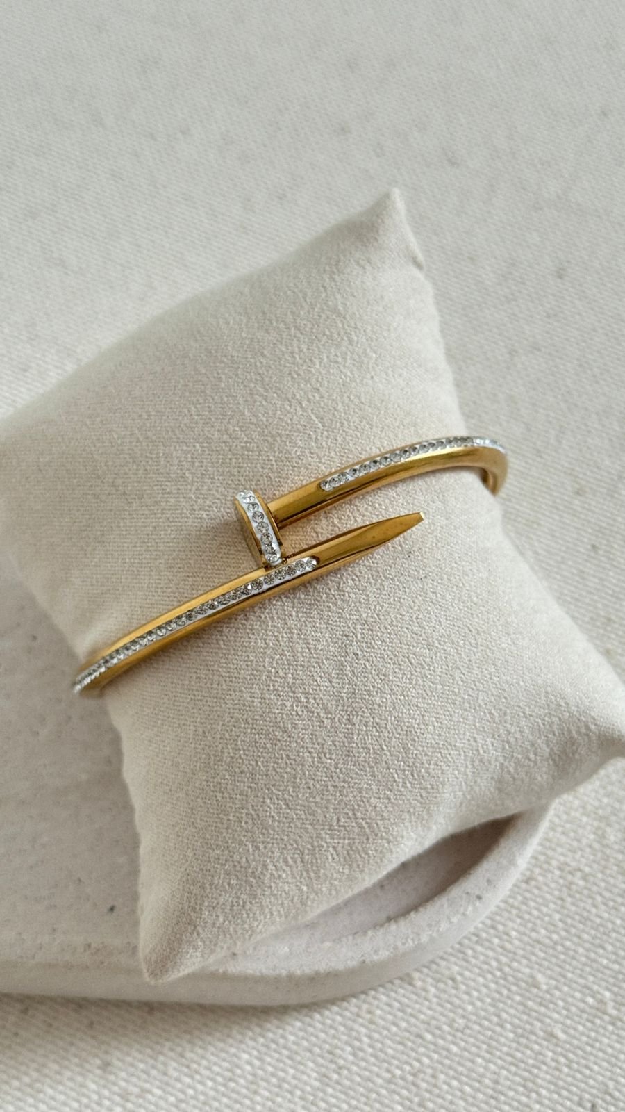 BRA152 Bracelete Prego com Pedras Aço Inox