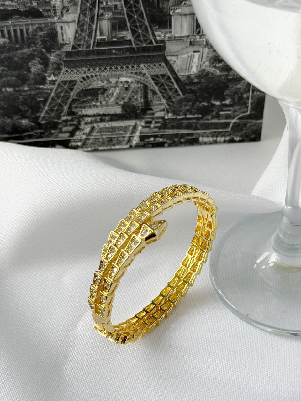 Bra19 Bracelete triplo cobra BV Semi-jóia