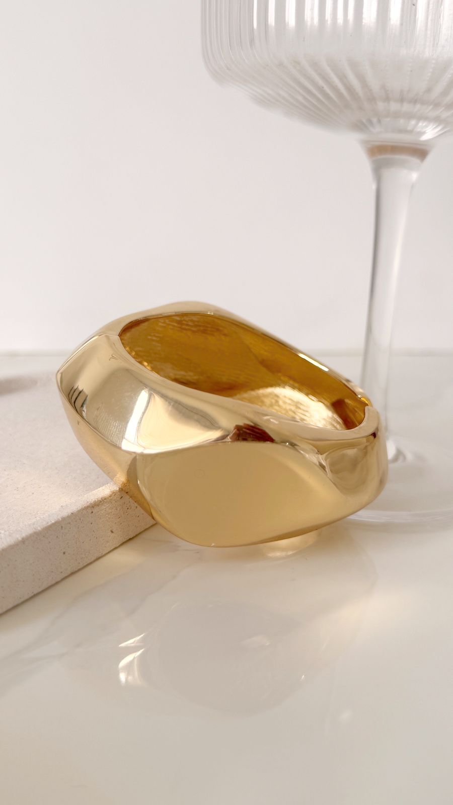 BRA404 Bracelete BIG Martelado Folheado á OURO18K