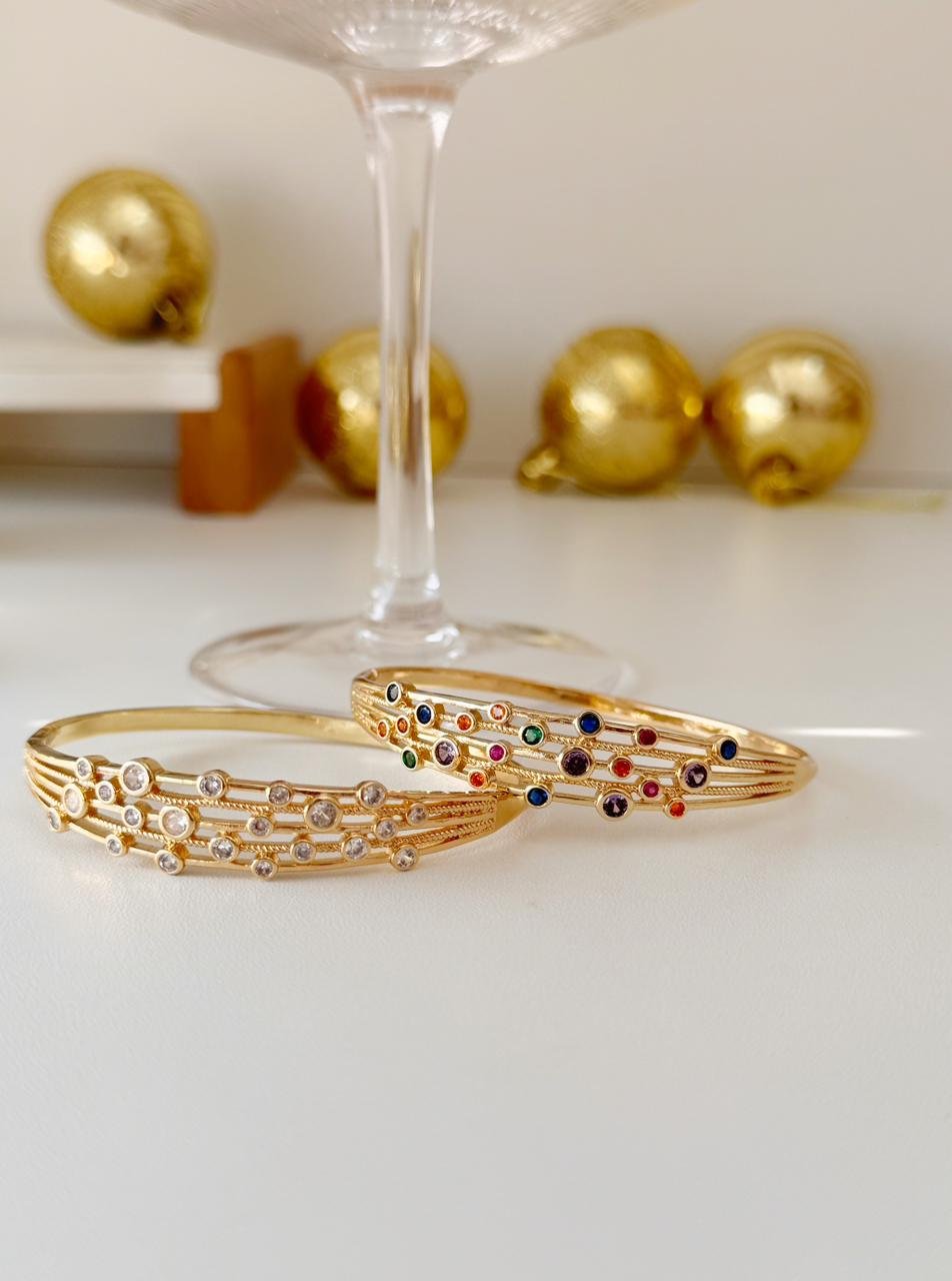 BRA53 Bracelete ponto de luz fios Folheado