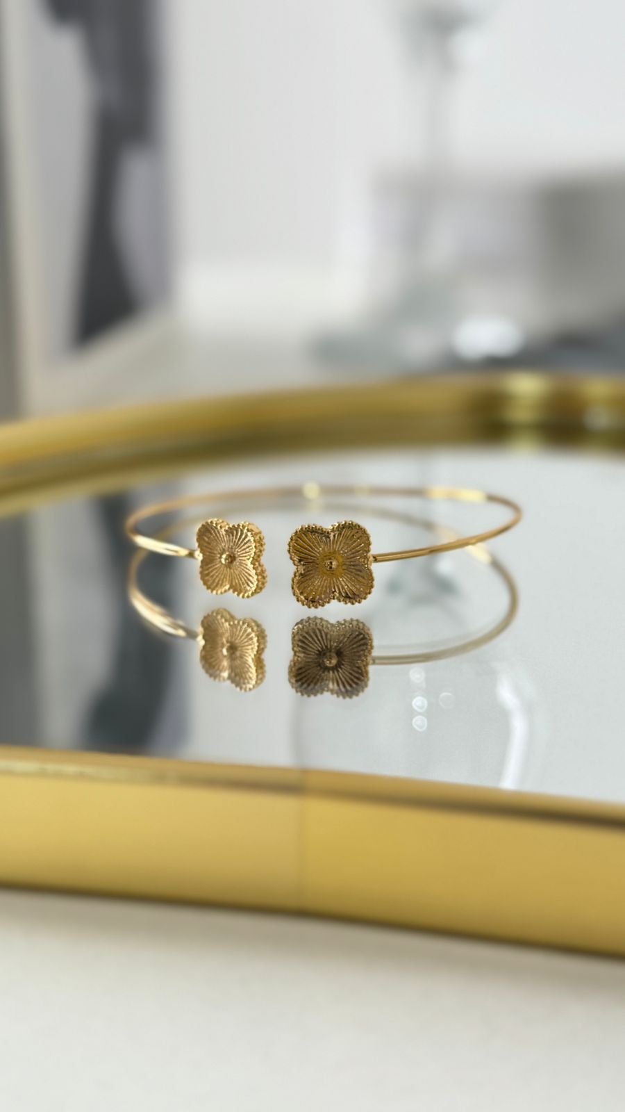 Bra66 Bracelete dois trevos Semi Jóia