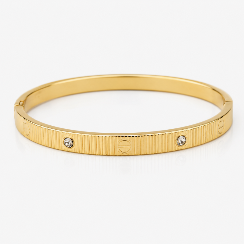 Bracelete Cart Listra com Ponto de Luz em Aço