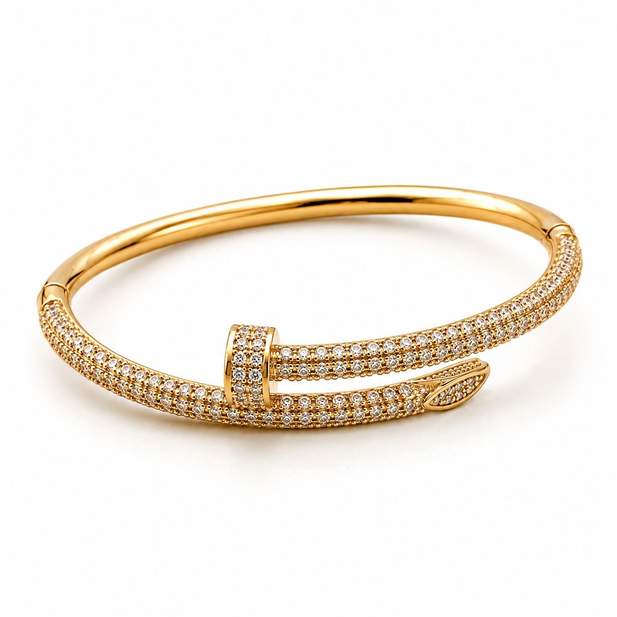 Bracelete Prego com Zircônias Cravejadas Folheado