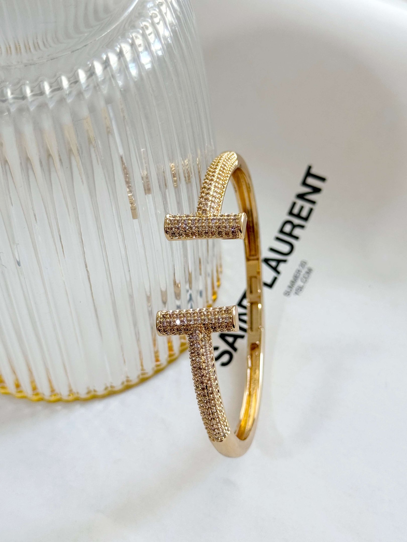 Bracelete TF Cravejado Folheado OURO