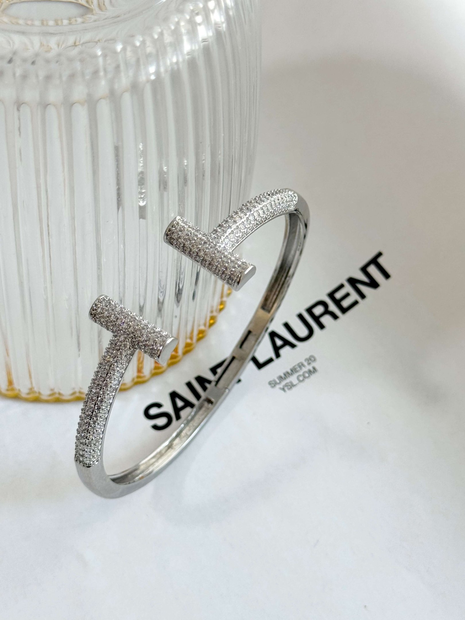 Bracelete TF Cravejado Folheado PRATA