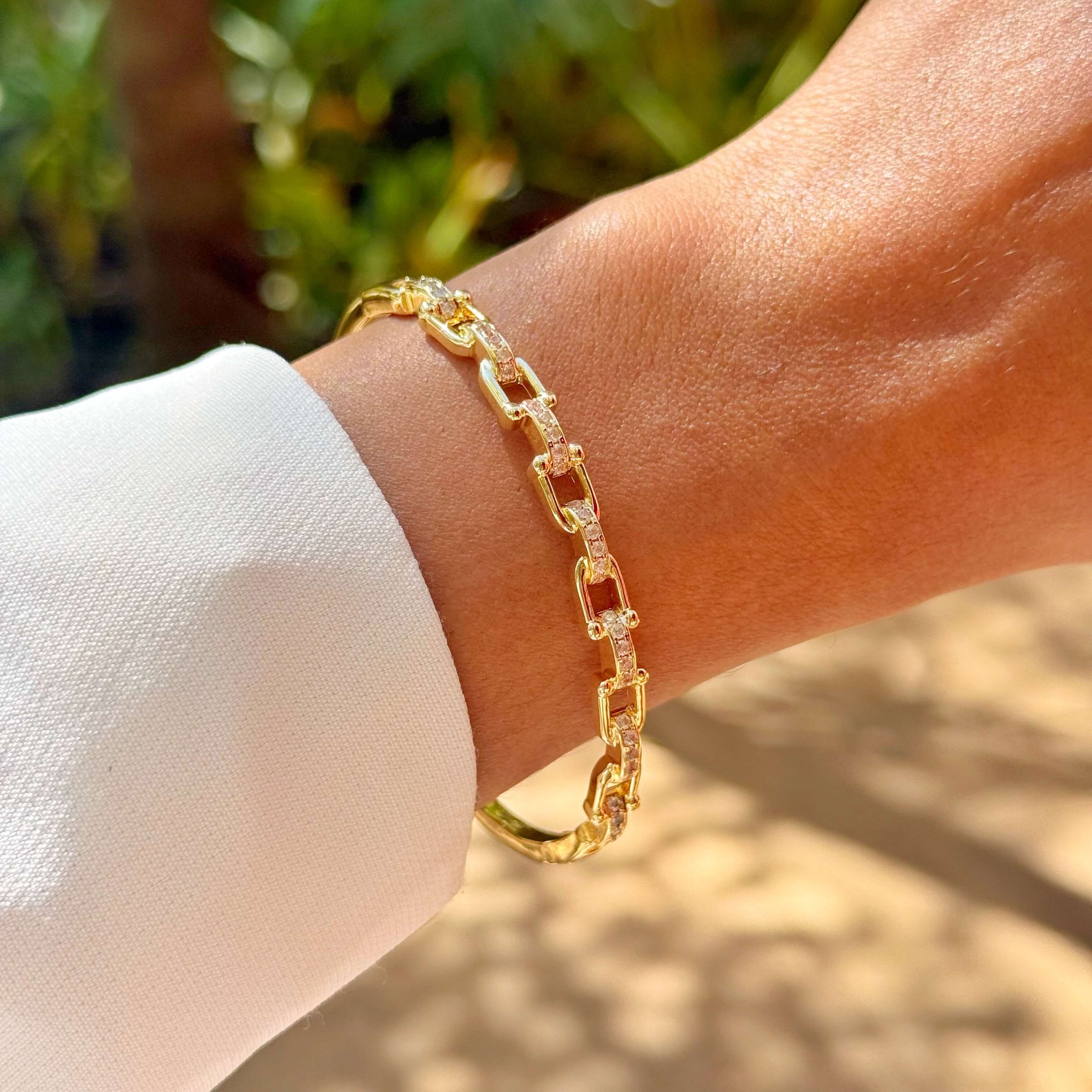 Bracelete Tiff com zircônia cravejadas folheado