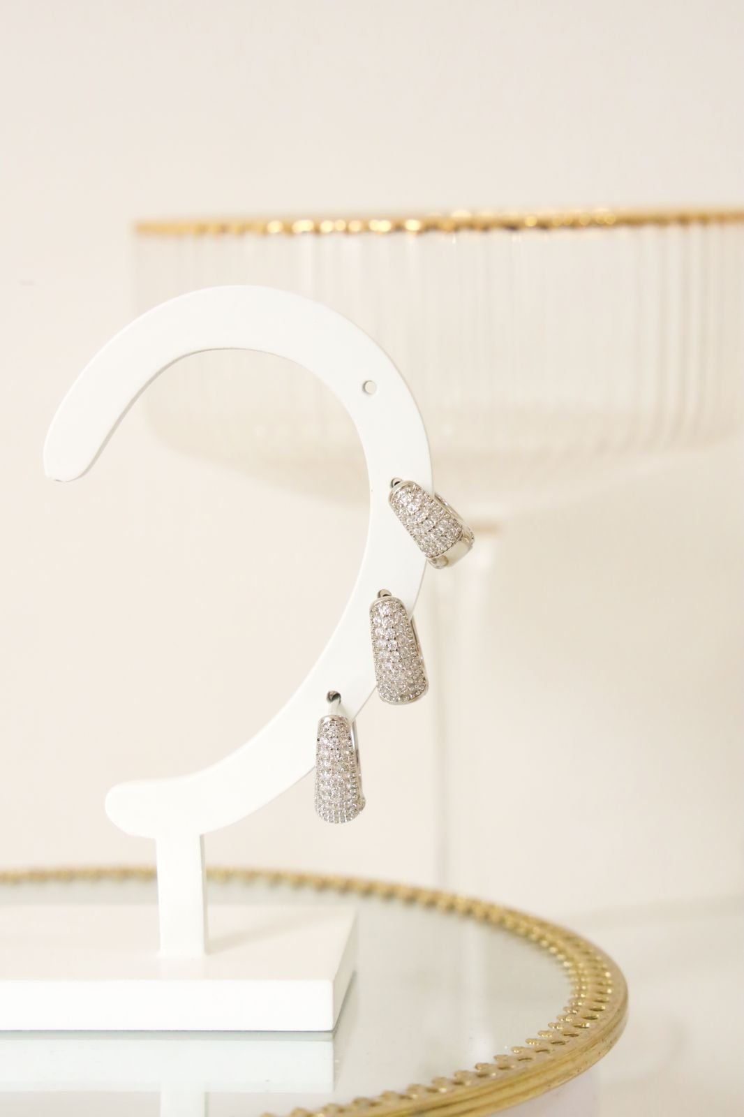 BRI181 Trio de Argolas Gold Cravejada Folheado