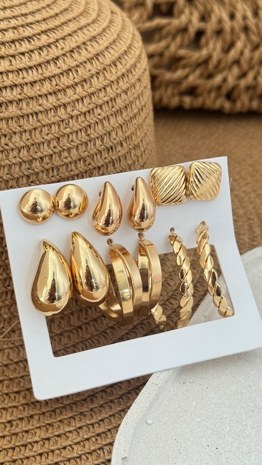 BRI300 Kit de Brincos 6 Pares Folheado