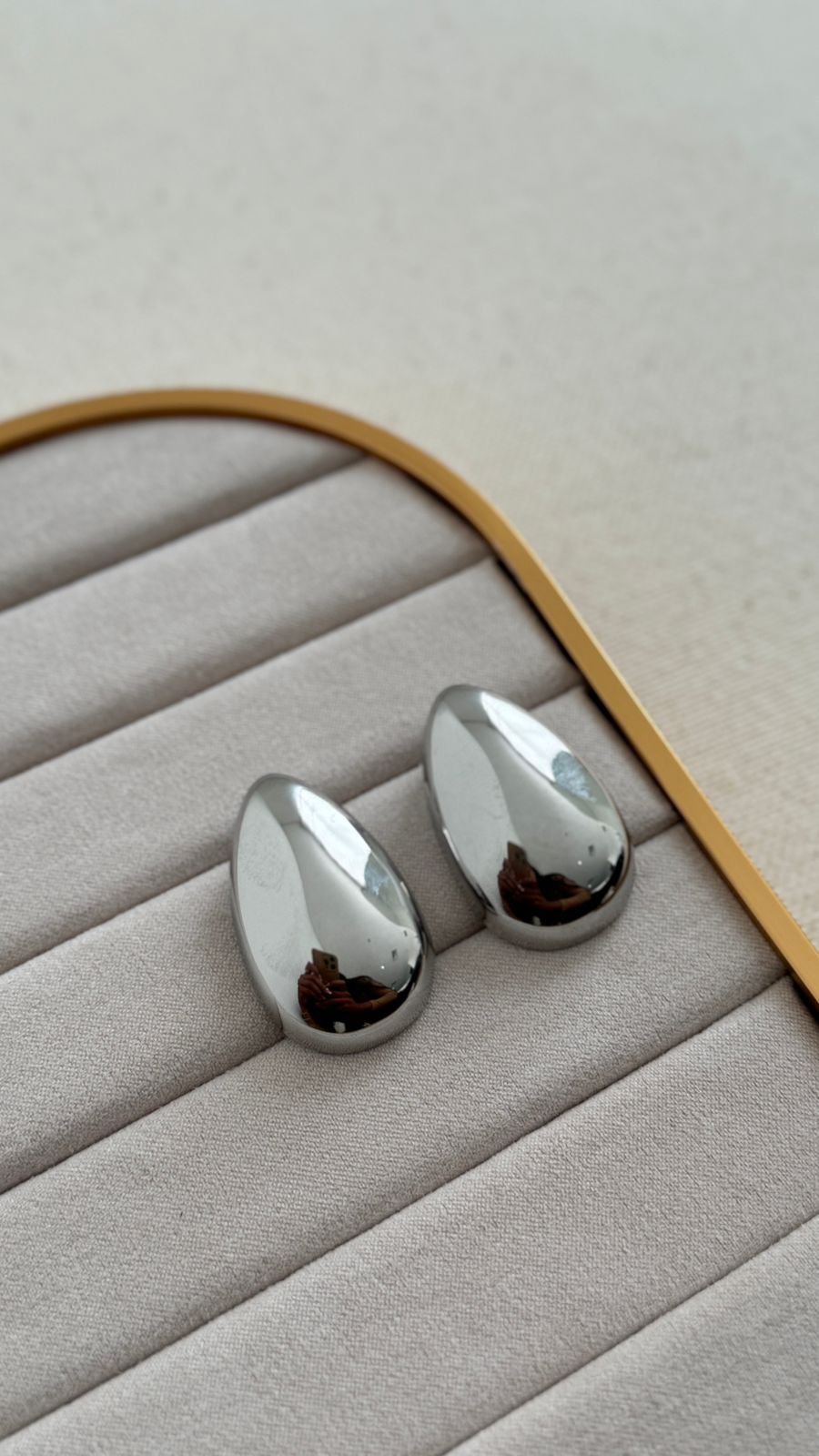 BRI328 Brinco Gota Lisa Aço Inox