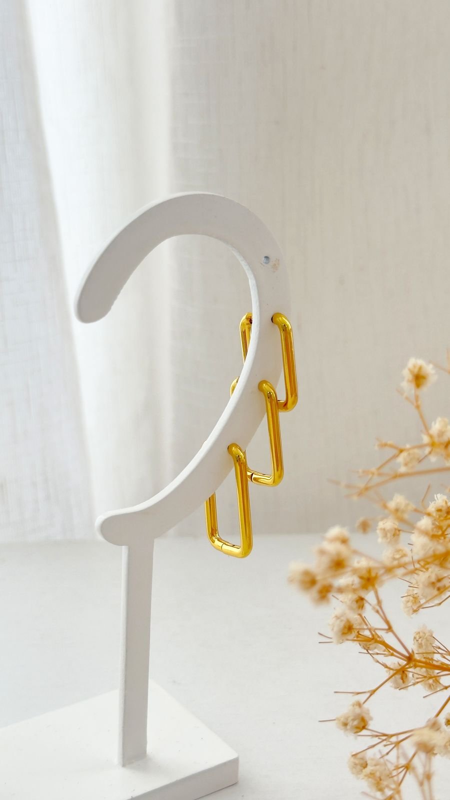 BRI640 Brinco Trio Retangulo em AÇO INOX