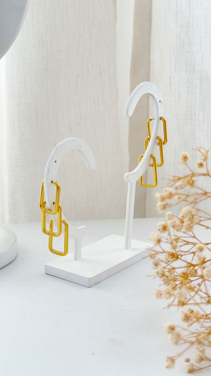 BRI640 Brinco Trio Retangulo em AÇO INOX