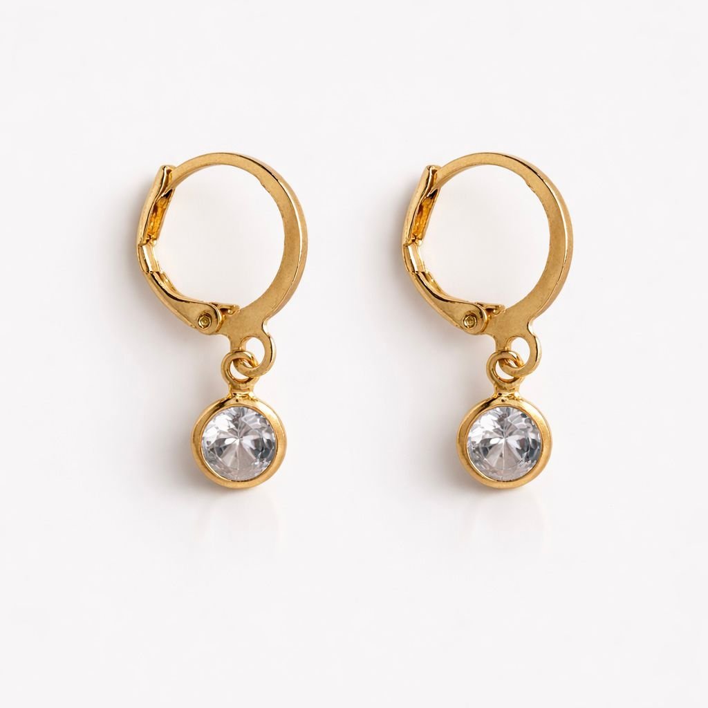 Brinco Argolinha com Ponto de Luz Folheado