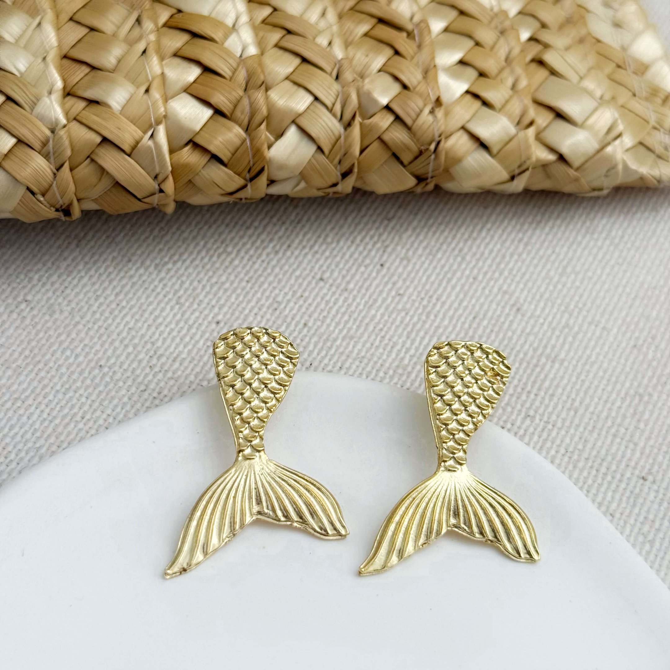 Brinco Cauda de Sereia Folheado