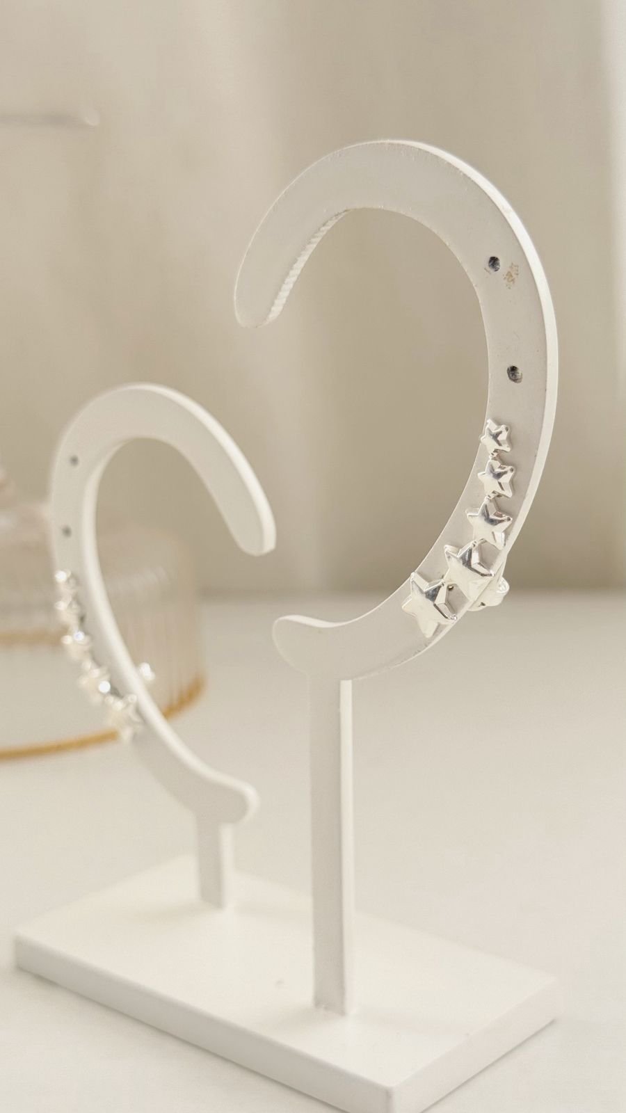 Brinco Earcuff Estrelas Folheado Prateado