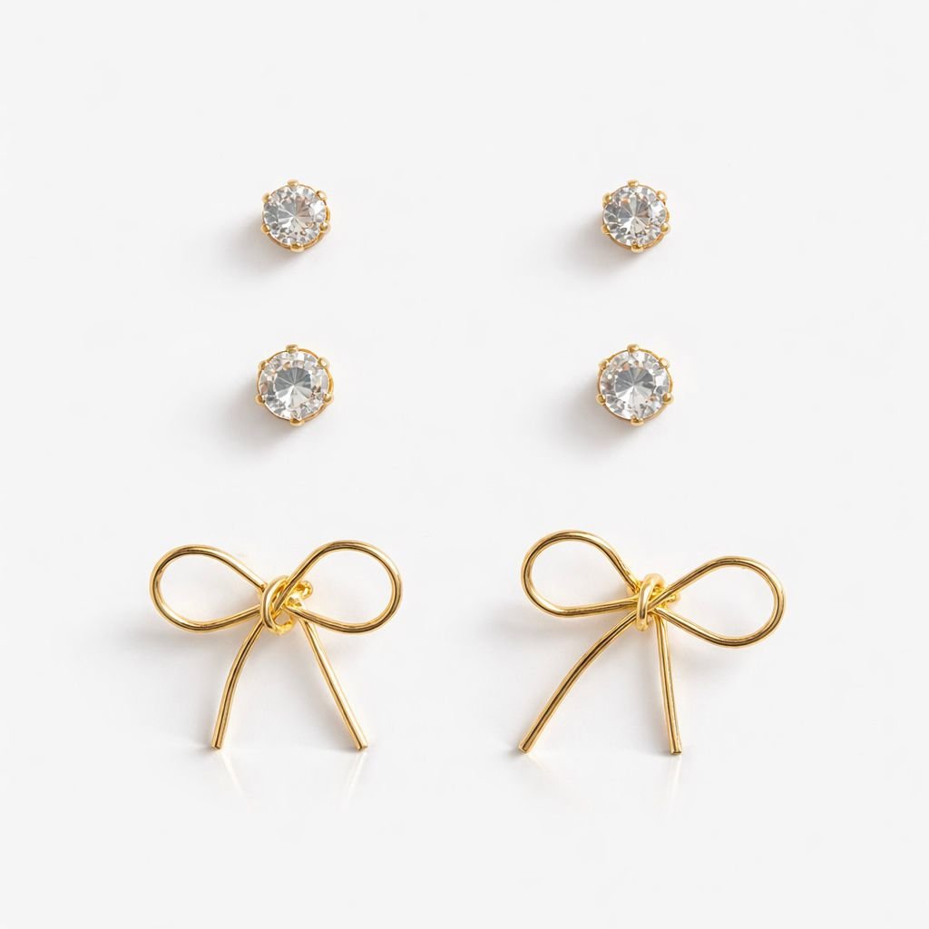 Brinco Trio Laço Folheado