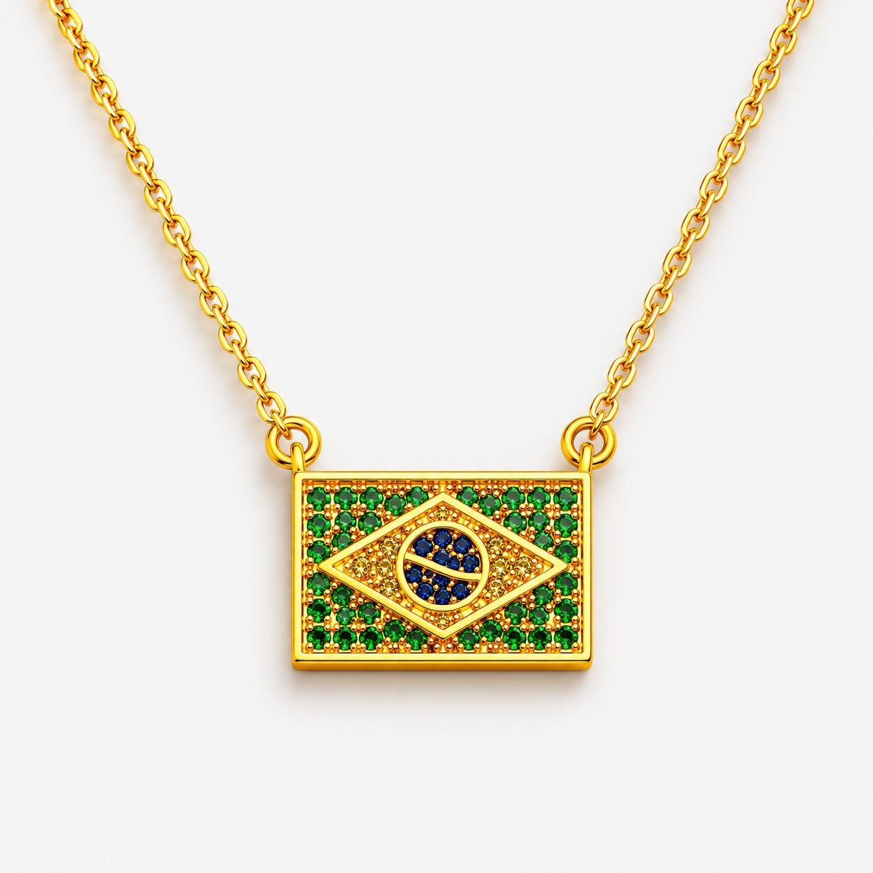 Colar Brasil com Zircônia Cravejadas Semi Joia