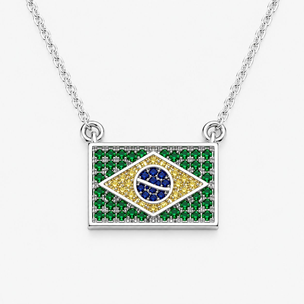 Colar Brasil com Zircônia Cravejadas Semi Joia
