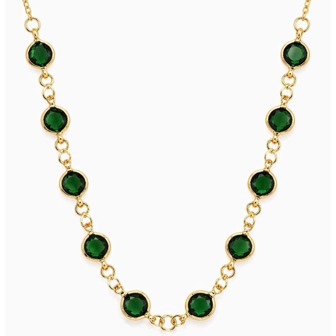 Colar choker cristal tiff verde semi joia