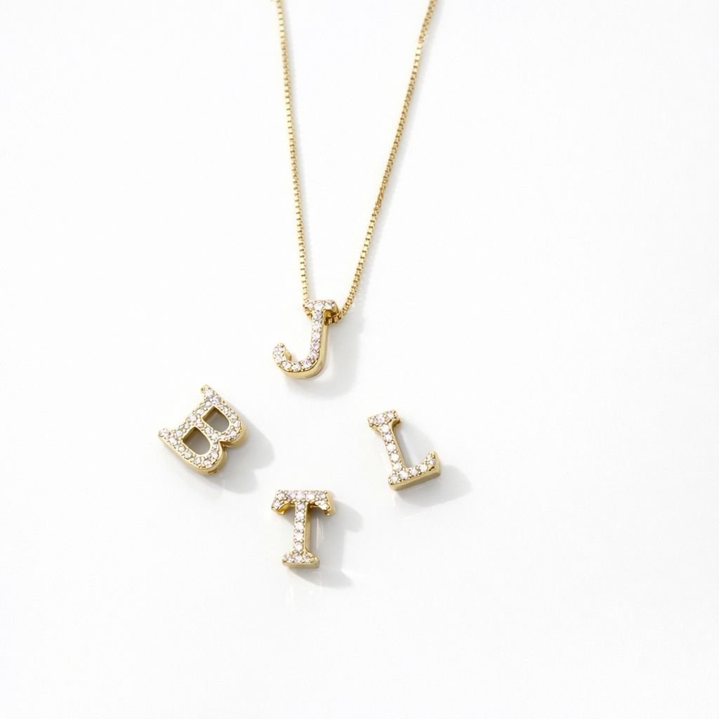 Colar Inicial Cravejada Semi Jóia