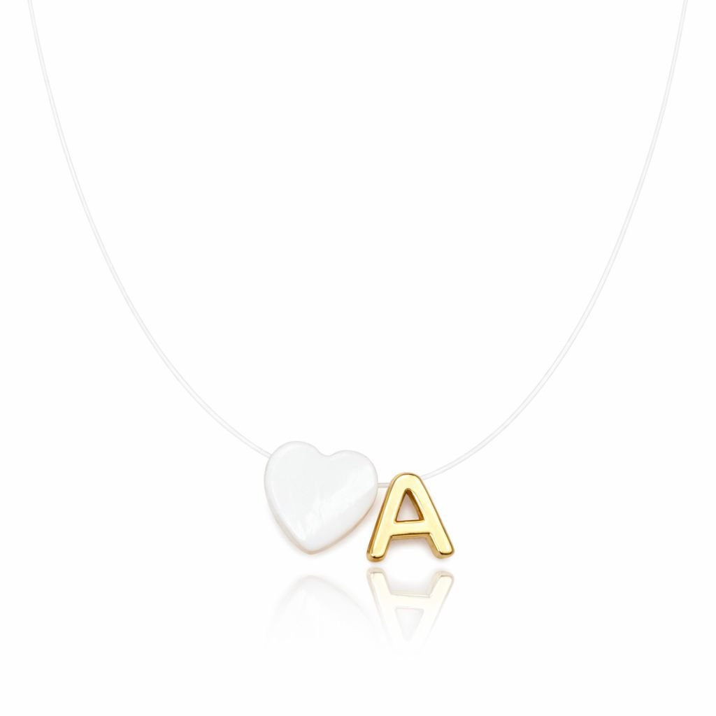 Colar Inicial Madre Pérola Coração Semi Joia