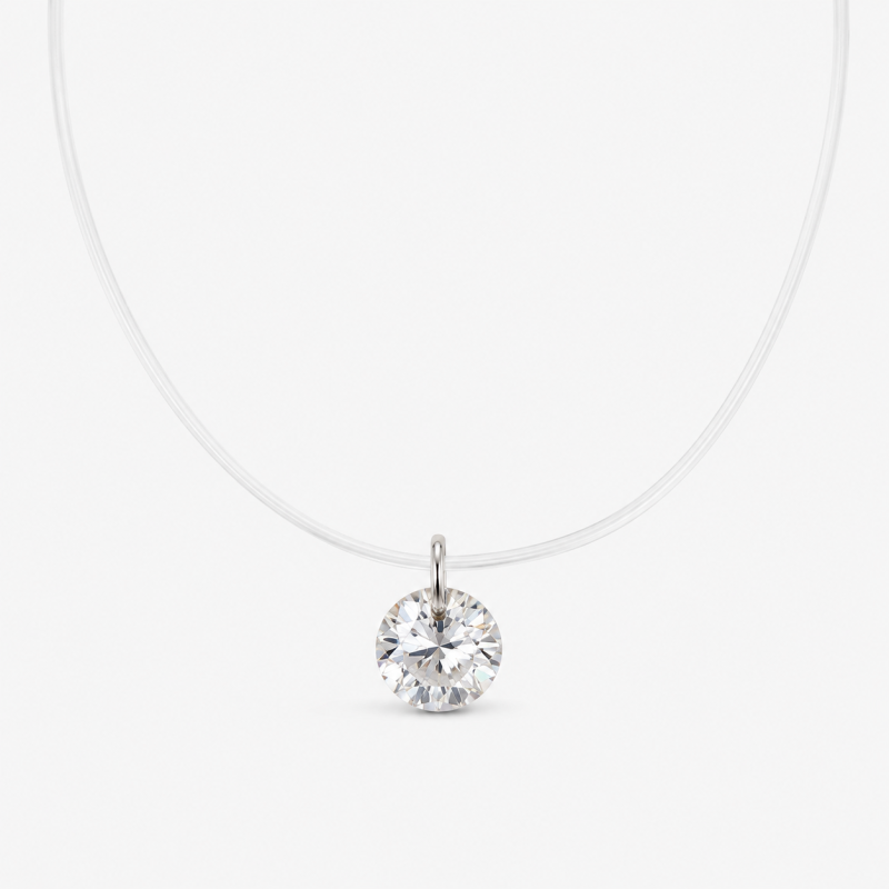 Colar Ponto de Luz Nylon com Zircônia Cristal Semi Joia