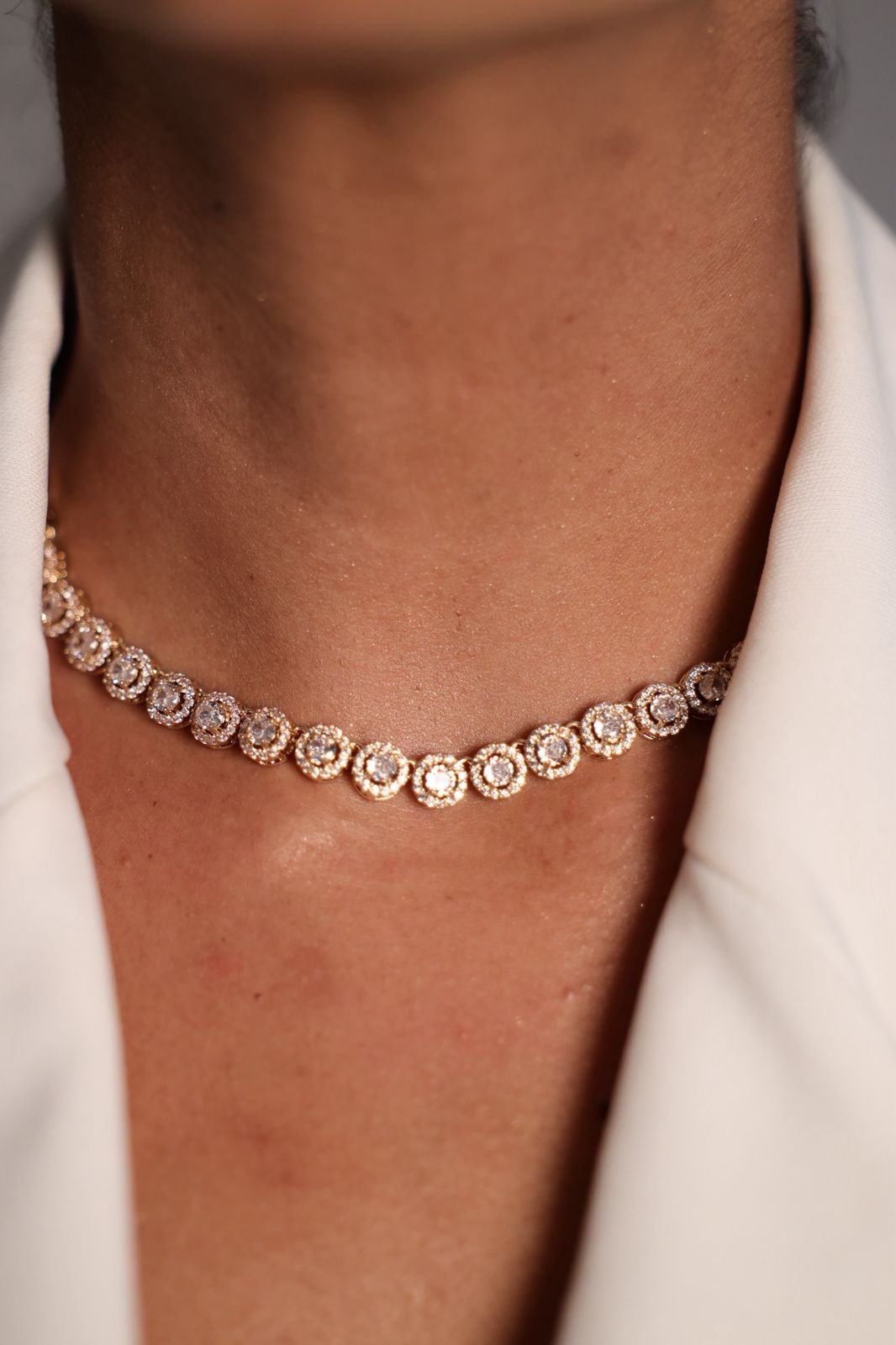 Colar Riviera Balls com Zircônias Cravejadas Fecho Gaveta Semi Joia