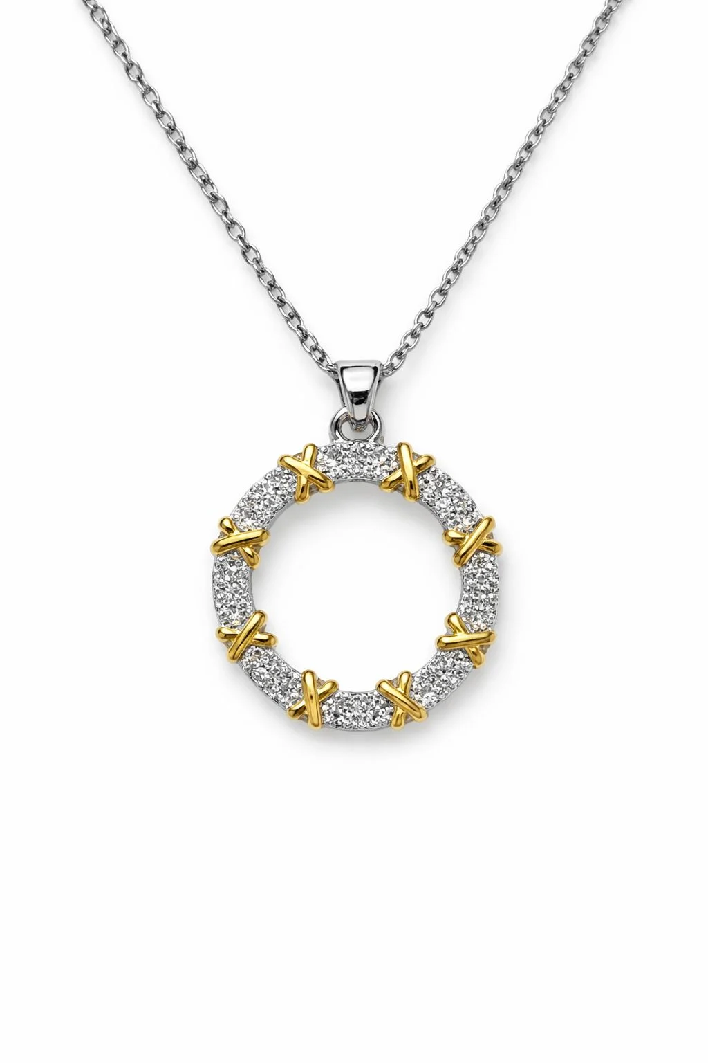 Colar Roda com Zircônias Cravejadas X Semijoia