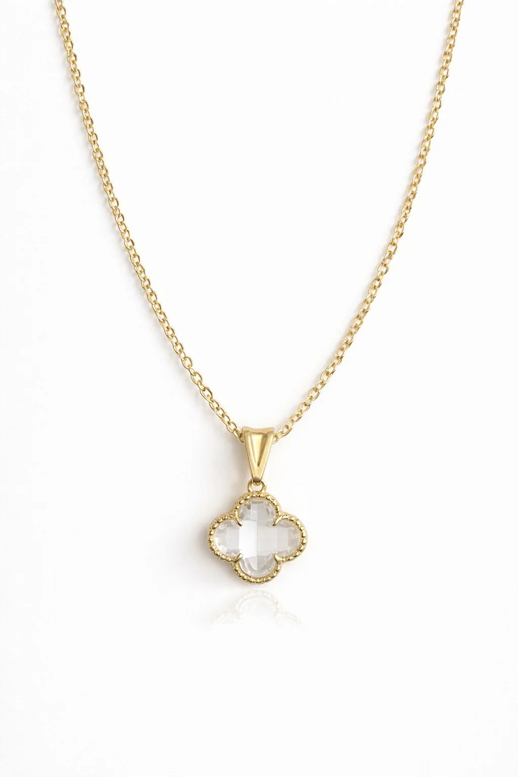 Colar Trevo com Cristal Folheado