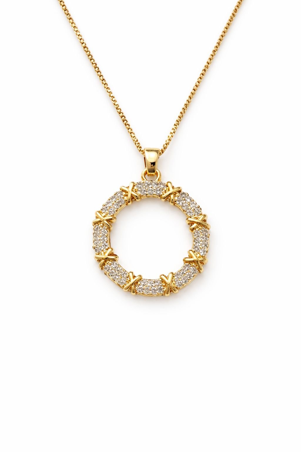 Colarr Roda com Zircônias Cravejadas X Semijoia