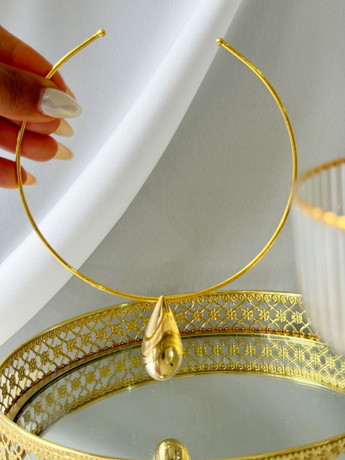 COLR106 Choker Aro Gota longa- Semi jóia