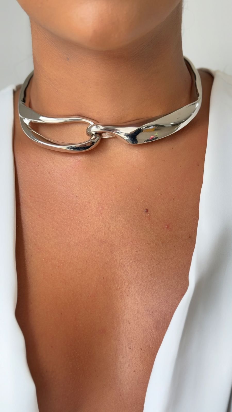 COLR110 Colar Organic Silver fitting Semi jóia