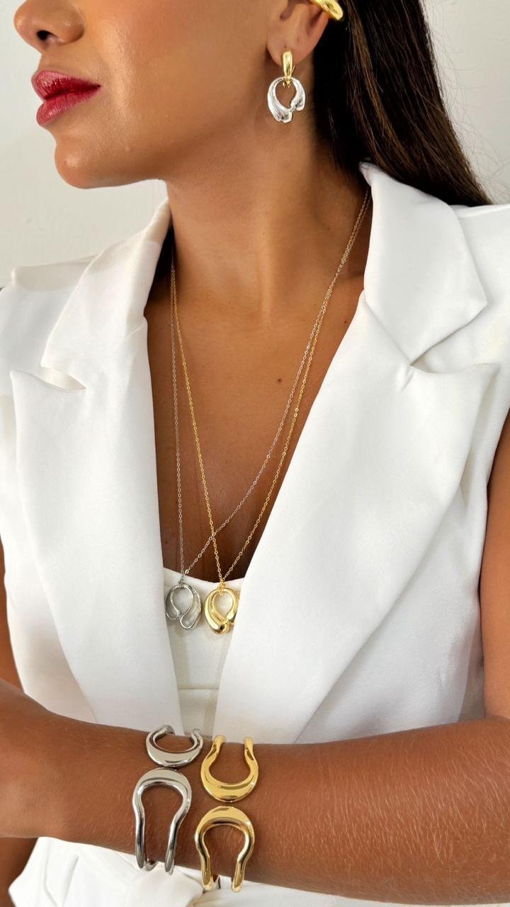 COLR117 Colar longo gota organic Semi jóia